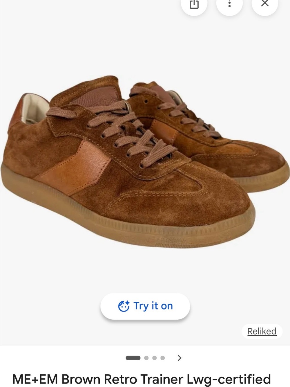 ME+EM Brown Suede Retro Trainer with Leather Panel